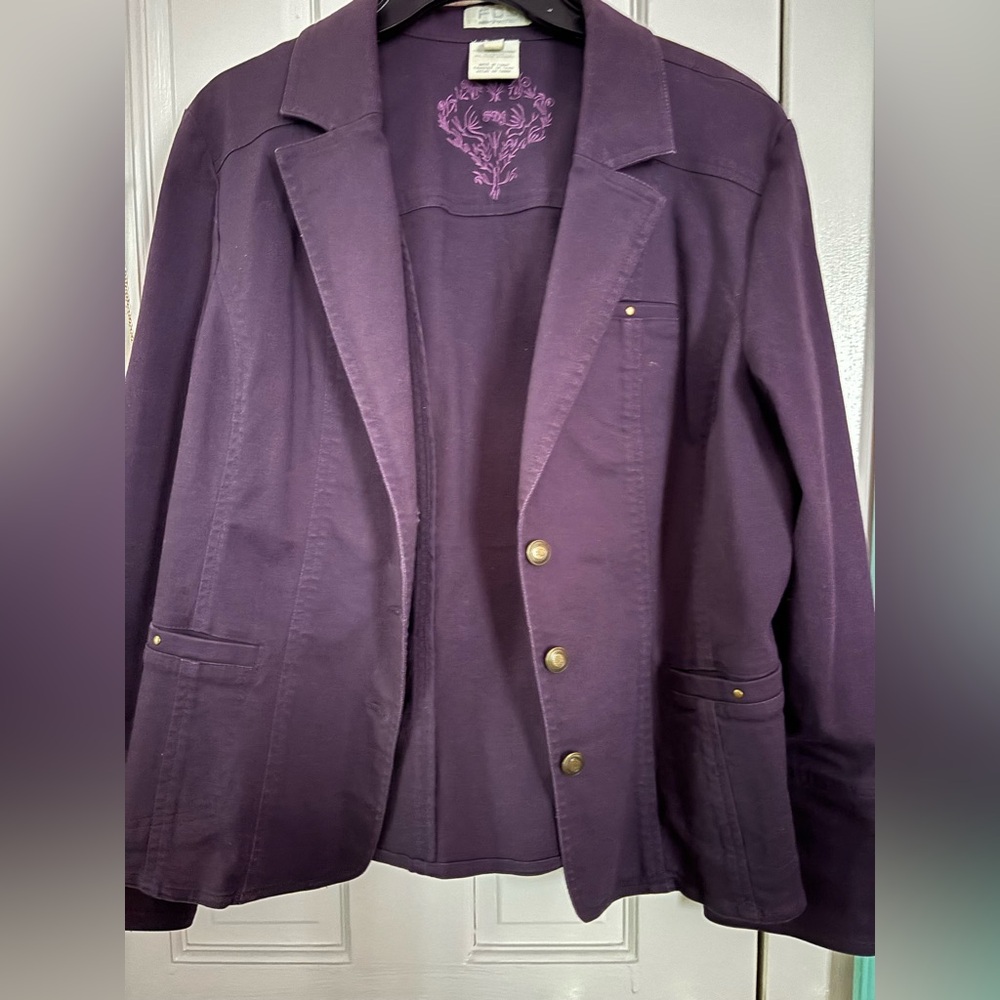 French Dressing Jeans Eggplant Denim blazer XL